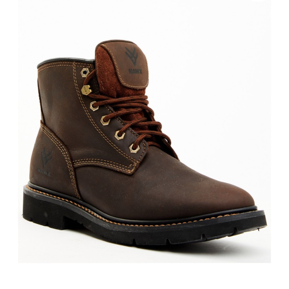 HAWX MEN'S 6" OILY CRAZY HORSE LACE-UP WORK BOOTS - SOFT TOE size 13 - Picture 2 of 7